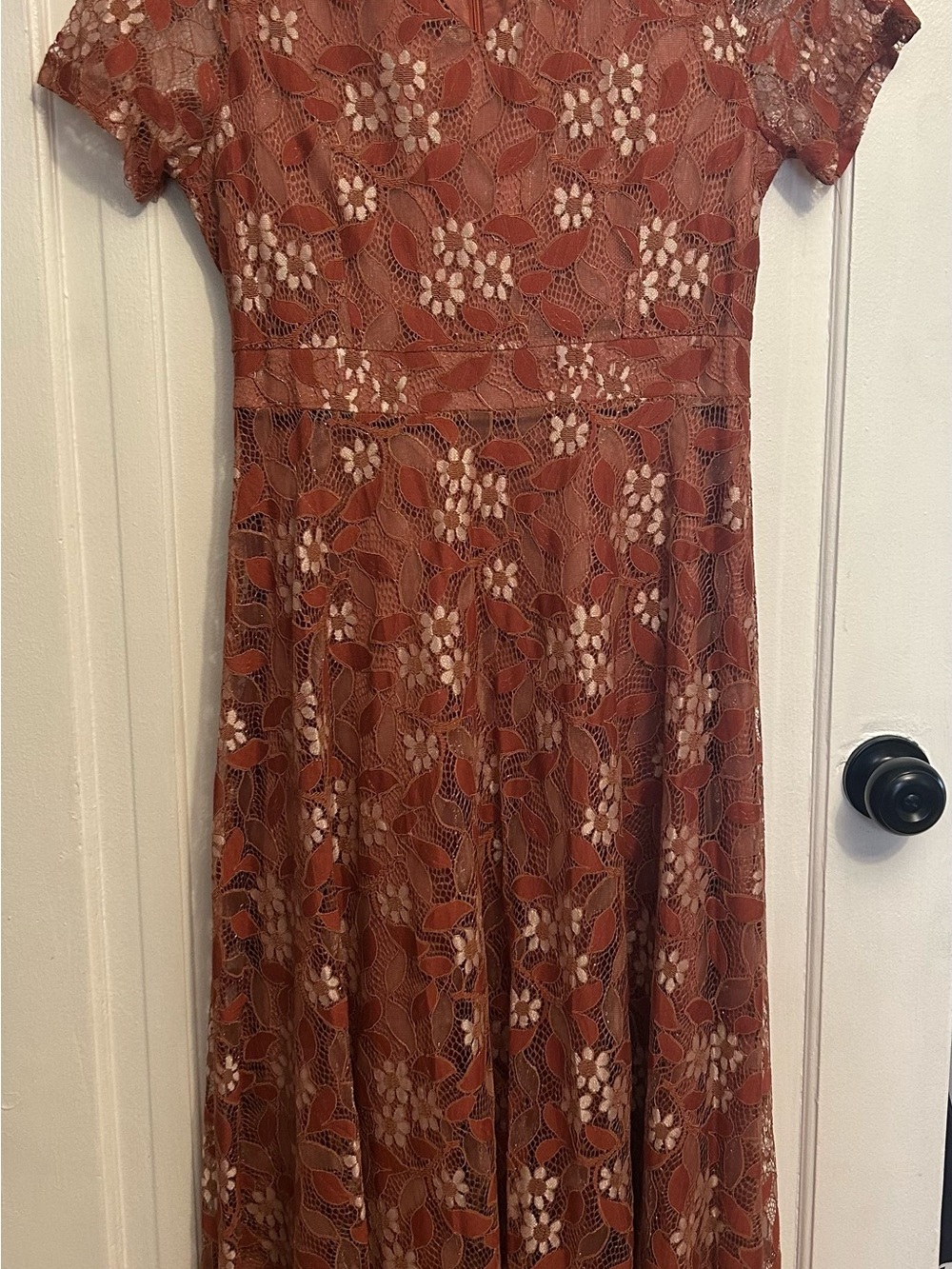 Terracotta Floral Lace Dress